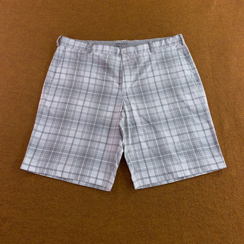 Nike Mens 42 Grey Plaid Dri-FIT Performance Golf Shorts